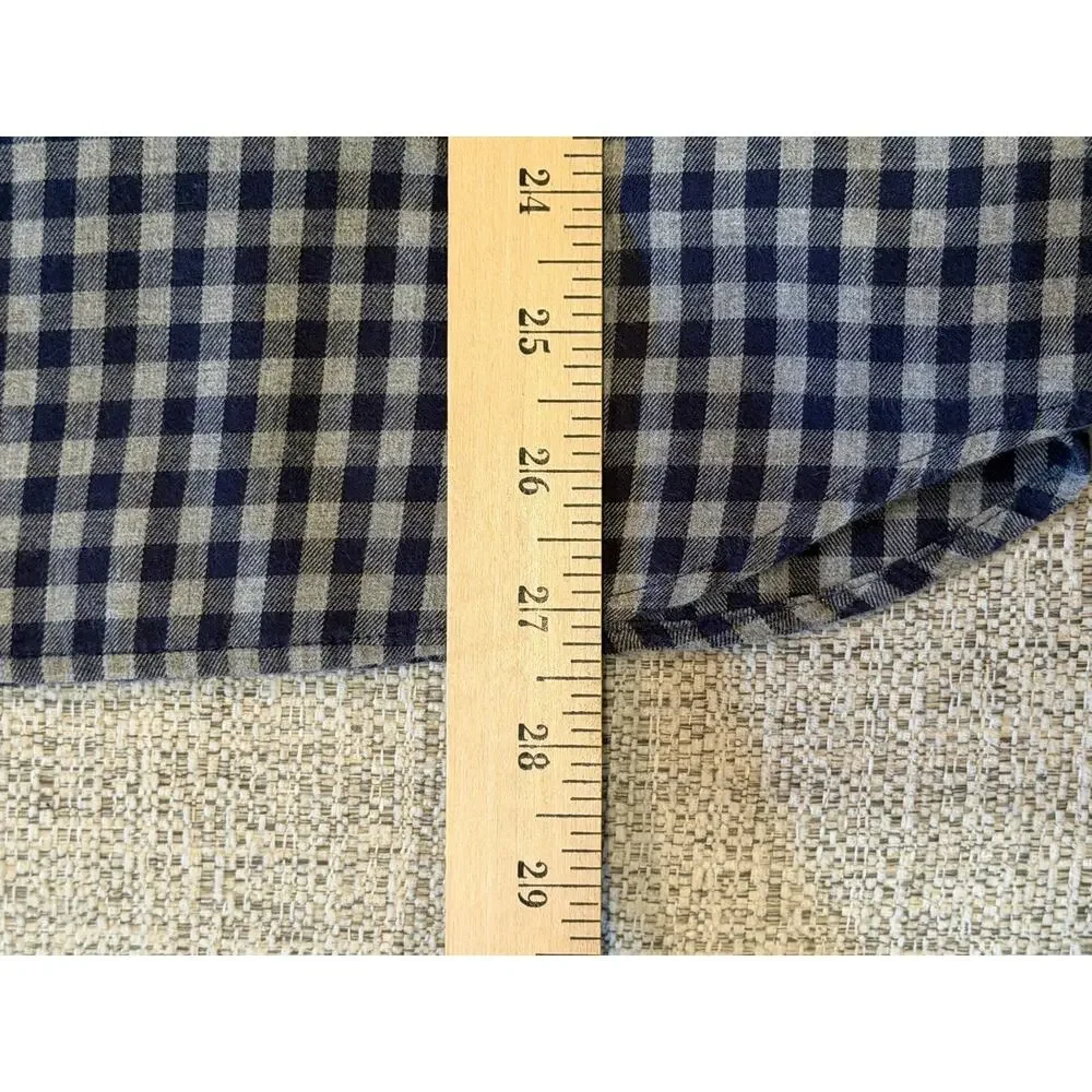 Banana Republic Gingham Navy Gray Cotton Long Sleeve Button Down Shirt Men's M
